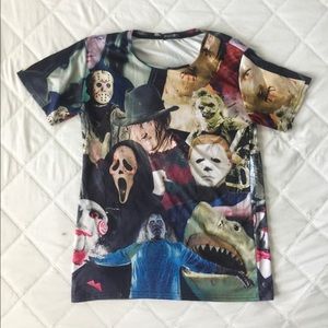 Horror Films All Over Graphic T-shirt